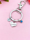 Silver I love you Charm Keychain, I love you Charm, Heart Charm Keyring, I Love You Heart Jewelry, Personalized Gift, Christmas Gift, N731