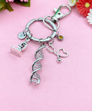 Stethoscope DNA Microscope Charm Keychain, Nurse Gift,  Scientist Gift, Doctor Gift, Researcher Gift, N6098