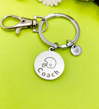 Football Coach Charm Silver Keychain, D535A