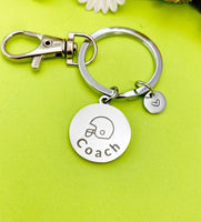Football Coach Charm Silver Keychain, D535A