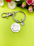 Soccer Coach Charm Silver Keychain, D536A