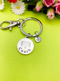 Soccer Coach Charm Silver Keychain, D536A