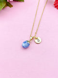 Blue Spot Jasper Charm Necklace, Natural Gemstone Jewelry N2798