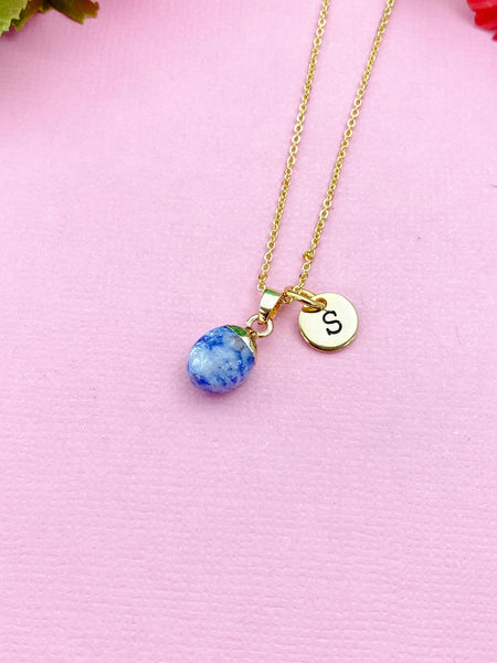 Blue Spot Jasper Charm Necklace, Natural Gemstone Jewelry N2798