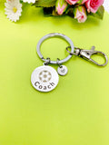 Soccer Ball Coach Charm Silver Keychain, D537A