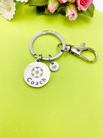 Soccer Ball Coach Charm Silver Keychain, D537A