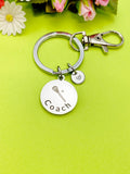 Lacrosse Stick Coach Charm Silver Keychain, D490A