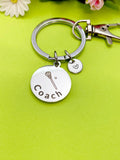Lacrosse Stick Coach Charm Silver Keychain, D490A