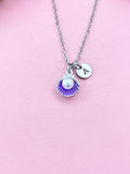 Silver Pearl Shell Charm Necklace, Purple, N5900