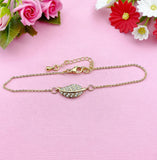 Leaf Bracelet, Mom Daughter Bracelet Gift, Beautiful Gold Leaf Cubic Zirconia Jewelry Gift, N4854