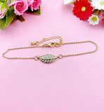 Leaf Bracelet, Mom Daughter Bracelet Gift, Beautiful Gold Leaf Cubic Zirconia Jewelry Gift, N4854