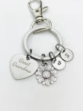Great Grandma Heart Sunflower Charm Keychain, Great Grandmother Gifts, D547