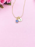 Gold Evil Eye Charm Necklace, N577B