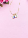 Gold Evil Eye Charm Necklace, N577B