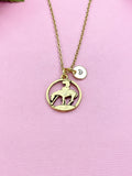 Gold Horse Charm Necklace, End Of Trail, Initial Charm