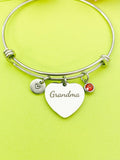 Grandma Heart Charm Bracelet in Silver, D549