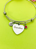 Grandma Heart Charm Bracelet in Silver, D549