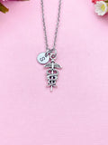 Silver Caduceus Charm Necklace, N761A