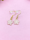 Gold Japanese Cherry Blossom Charm Earrings, Peach Plum Cherry Blossom Flower Charm, Sakura Earrings, N2690