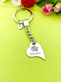 Godmother Sunflower Heart Keychain, Godmother Gifts, Godmother Jewelry, Mother's Day Gift, Godmother Goddaughter Gift, D551