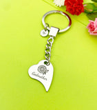 Godmother Sunflower Heart Keychain, Godmother Gifts, Godmother Jewelry, Mother's Day Gift, Godmother Goddaughter Gift, D551