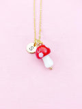 Mushroom Necklace, Red Mushroom Charm, N5037