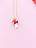 Mushroom Necklace, Red Mushroom Charm, N5037