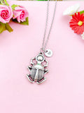 Scarab Charm Silver Necklace, Egypt Beetle Charm, Insect Bug Charm, N6100