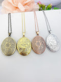 Flower Locket Necklace, Keepsake Photo Frame Charm, D322