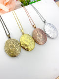 Flower Locket Necklace, Keepsake Photo Frame Charm, D322