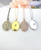 Flower Locket Necklace, Keepsake Photo Frame Charm, D322