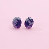 Natural Snowflake Obsidian Stud Earrings, Surgical Stainless Steel, N6087