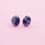 Natural Snowflake Obsidian Stud Earrings, Surgical Stainless Steel, N6087