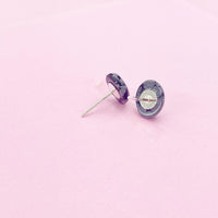 Natural Snowflake Obsidian Stud Earrings, Surgical Stainless Steel, N6087