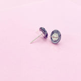 Natural Snowflake Obsidian Stud Earrings, Surgical Stainless Steel, N6087