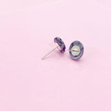 Natural Snowflake Obsidian Stud Earrings, Surgical Stainless Steel, N6087