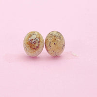 Natural Picture Jasper Stud Earrings, Surgical Stainless Steel, N6089
