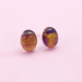 Natural Tiger Eye Stud Earrings, Surgical Stainless Steel, N6090