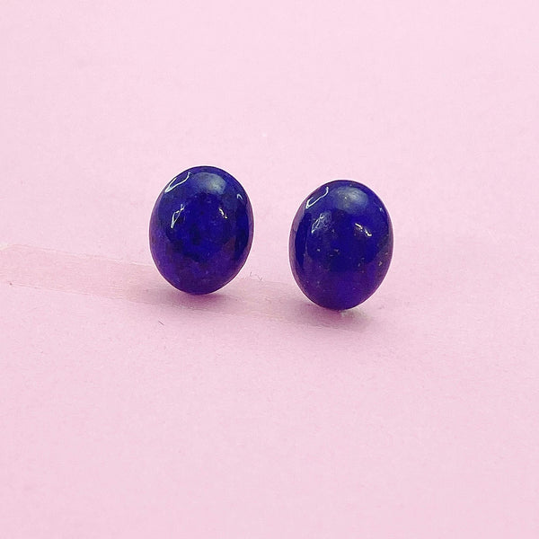 Natural Lapis Lazuli Stud Earrings, Surgical Stainless Steel, N6091