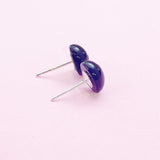 Natural Black Stone Stud Earrings, Surgical Stainless Steel, N6092