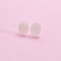 Natural Rose Quartz Stud Earrings, Surgical Stainless Steel, N6088