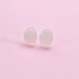 Natural Rose Quartz Stud Earrings, Surgical Stainless Steel, N6088