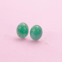 Natural Malaysia Jade  Stud Earrings, Surgical Stainless Steel, N6093
