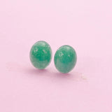 Natural Malaysia Jade  Stud Earrings, Surgical Stainless Steel, N6093