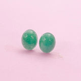 Natural Malaysia Jade  Stud Earrings, Surgical Stainless Steel, N6093