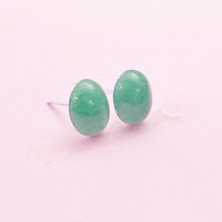 Natural Malaysia Jade  Stud Earrings, Surgical Stainless Steel, N6093