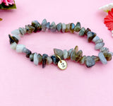 Labradorite Bracelet, Natural Labradorite Stretch Bracelets, Gold Jewelry, N6104