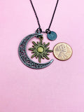 Black Moon and Sun Charm Necklace Christmas Gifts, N2090C