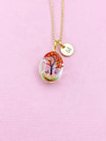 Tree Necklace, Gold Red Pressed Flower Necklace, Gardening Gift, Pressed Flower Jewelry, Personalized Jewelry, N2353