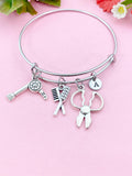 Hair Dryer Comb Scissor Charm Bracelet, Cosmetology Graduation Gift N 6108